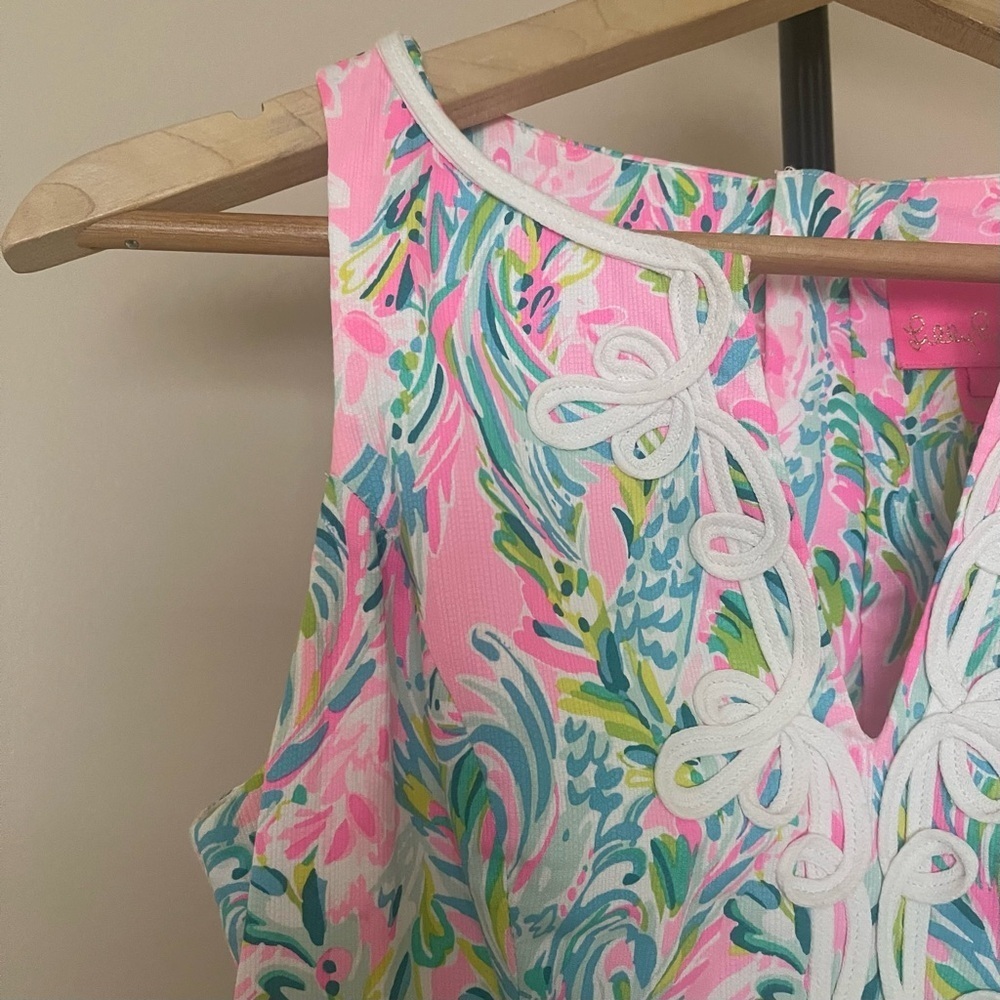 Lilly Pulitzer Gabby Stretch Shift Dress - Pink and Green - Picture 5 of 10